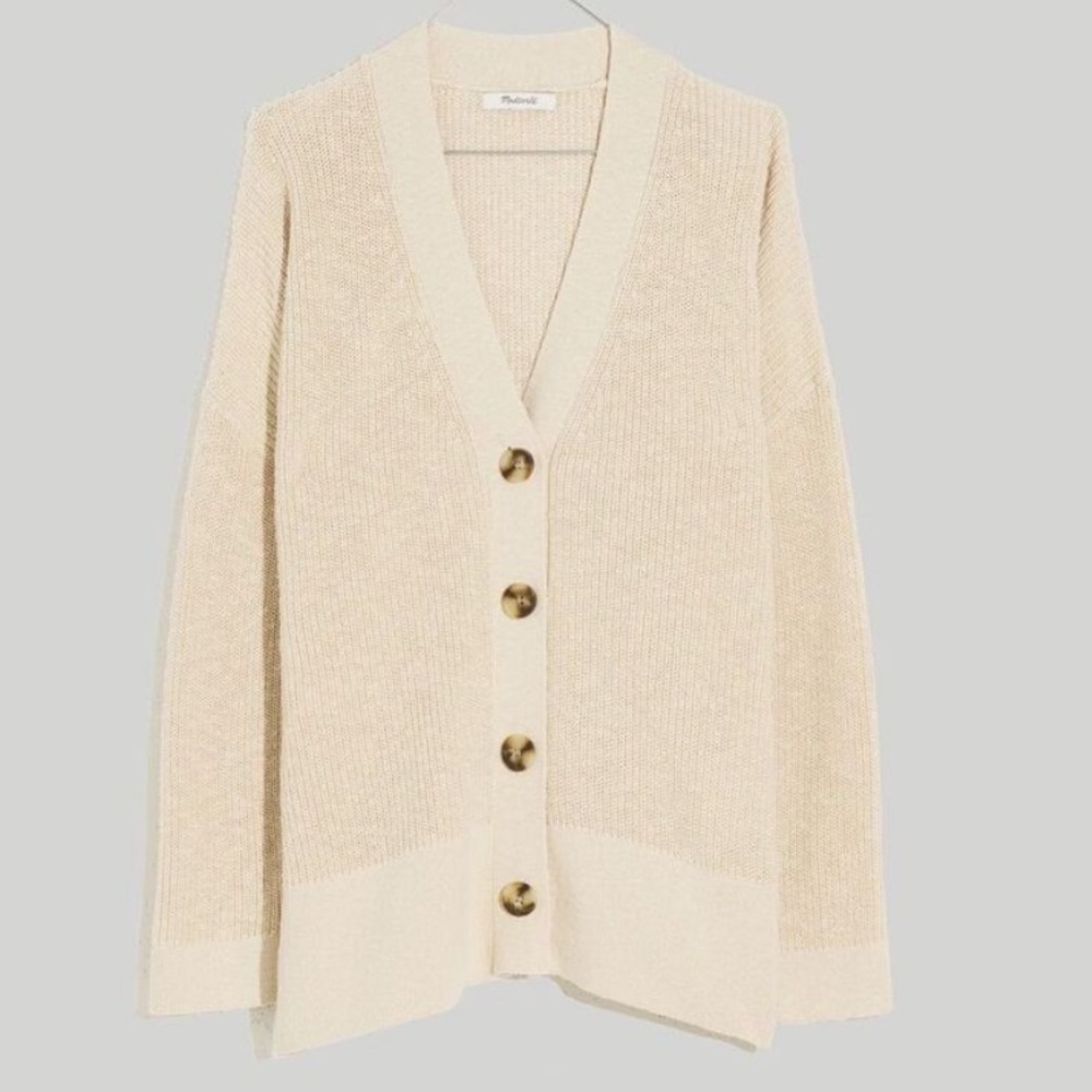 Madewell Lovell Cardigan Sweater Cream Harvest Moon